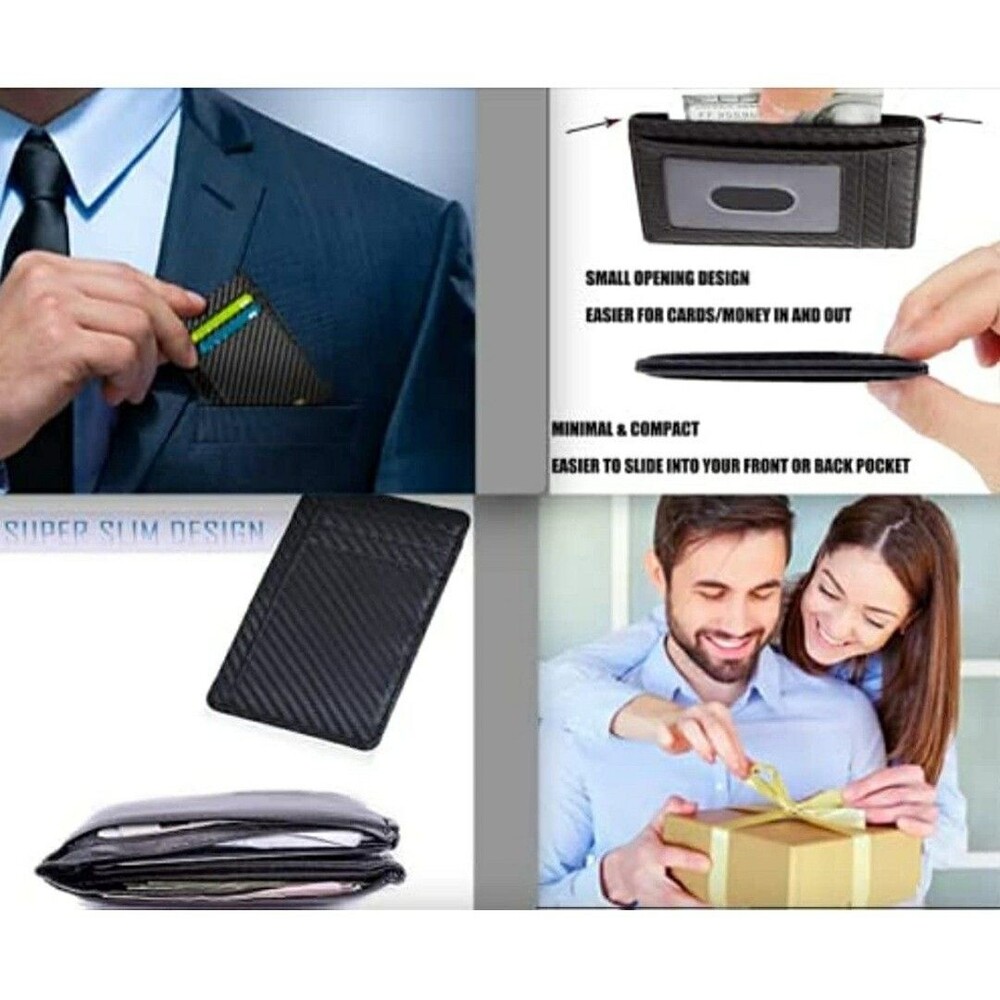 Montableu Credit Card Holder Slim Wallet for Men Black - Stylish Luxurious - NEW - Picture 2 of 4